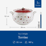 Villeroy & Boch Toy's Delight Terrine, 3 liter, premium porselein, wit/rood