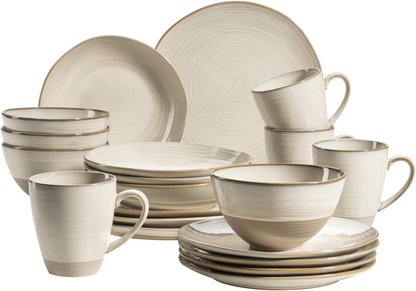 MÄSER 931512 Nottingham Vintage Series serviesset voor 4 personen, combinatieservies van 20 stuks met onregelmatige ronde vormen in retro-look, tegel, beige