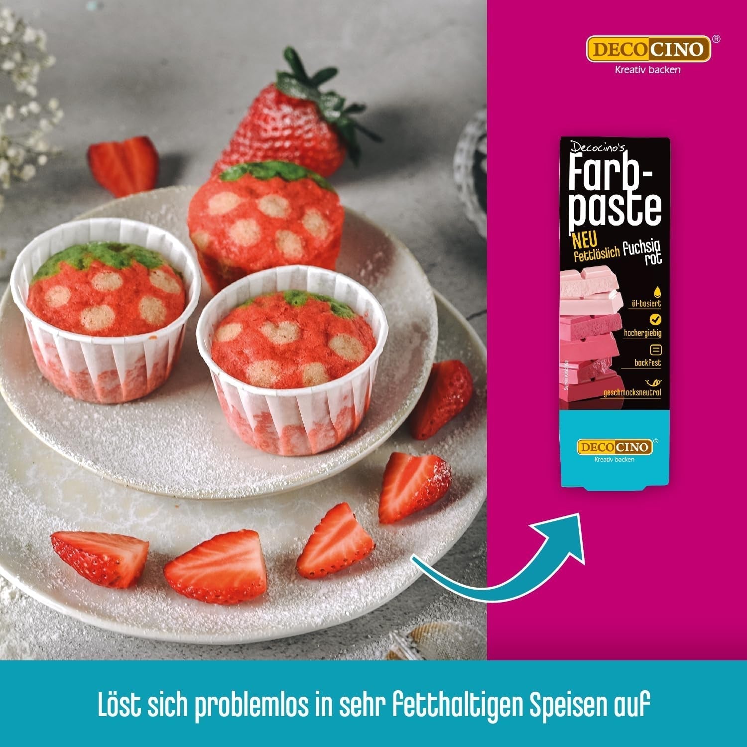 DECOCINO Rode vetoplosbare kleurpasta - 15 g - Voedselkleuring op oliebasis, ideaal voor het kleuren van chocolade, botercrème, fondant of koekjesdeeg (pak van 3)