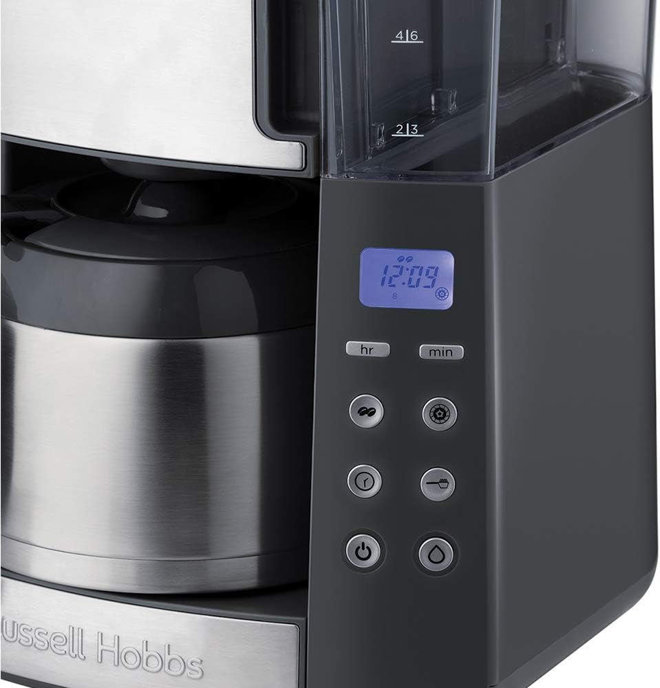 Russell Hobbs koffiezetapparaat met molen en thermische karaf [digitale timer, douchekop voor optimale extractie en aroma] Grind&Brew (1-10 kopjes, 3 maalinstellingen) Filterkoffiezetapparaat 25620-56