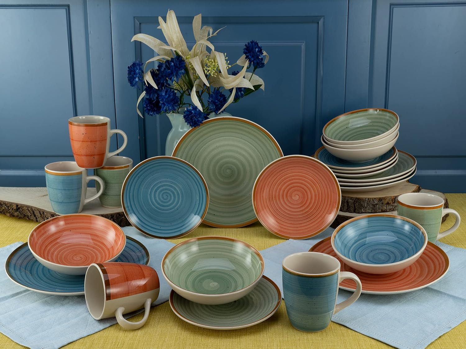 CreaTable, 22851, COUNTRY-serie, 24-delige serviesset voor 6 personen, porseleinen combinatieservies, vaatwasmachine- en magnetronbestendig, kwaliteitsproductie