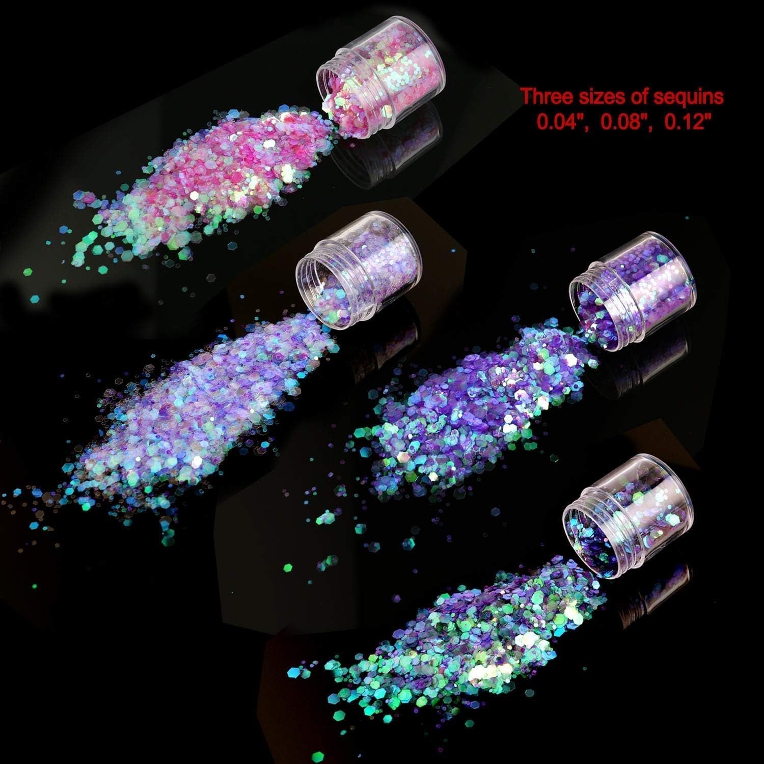 HOWAF 12 Dozen Nagelglitter Gezicht Lichaamsborstel Glittermake-up Nagelglitter Oog Lip Haar Lichaamsdecoratie Halloween Kerstfestival Maskerade Make-up Accessoires
