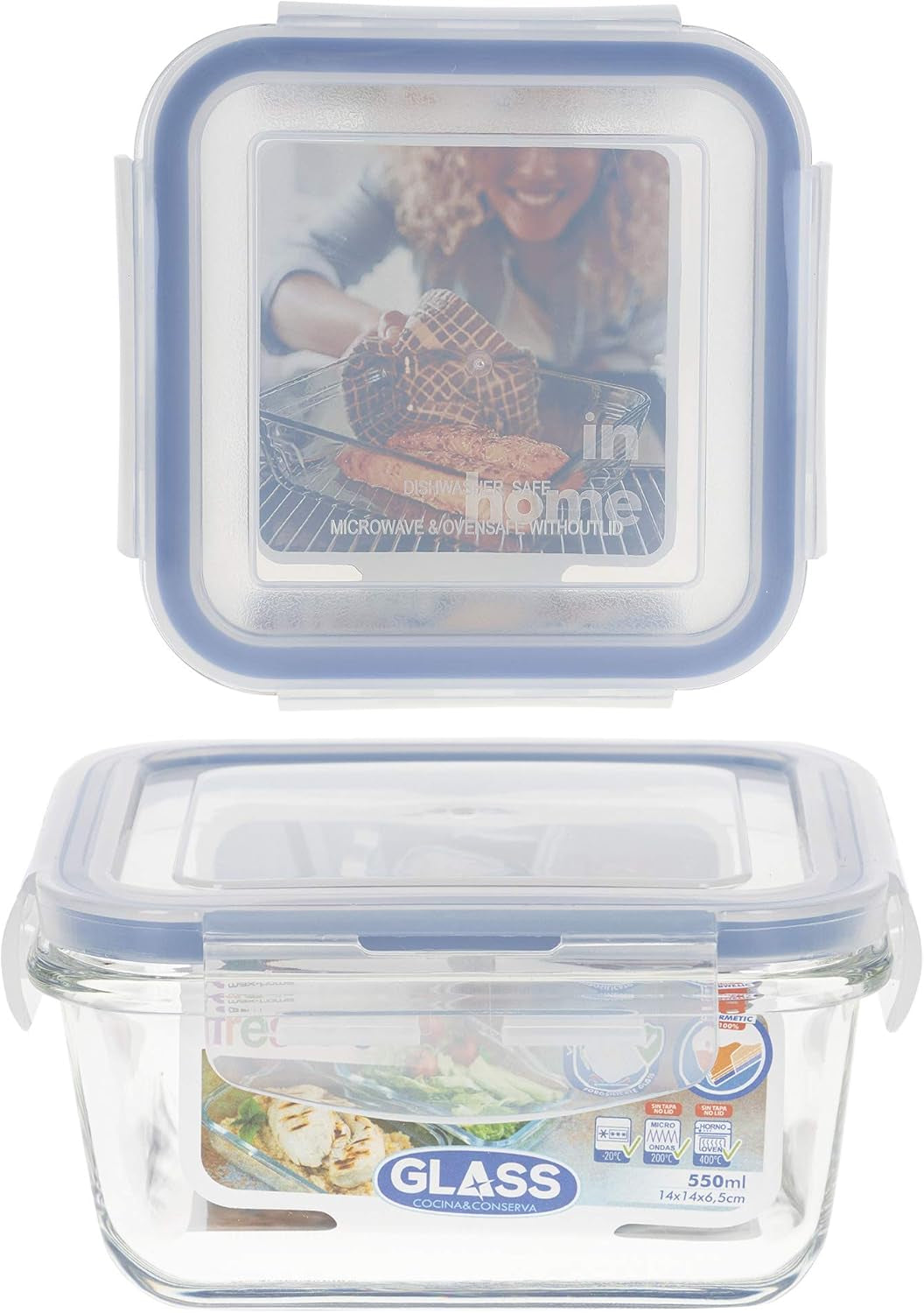 Max Home 8-pack glazen luchtdichte containers Magnetron glazen lunchbox Hersluitbare voedselcontainers 550 ml doorzichtige deksels Voedselcontainers (16538) Voedselbewaardozen Naty Shop