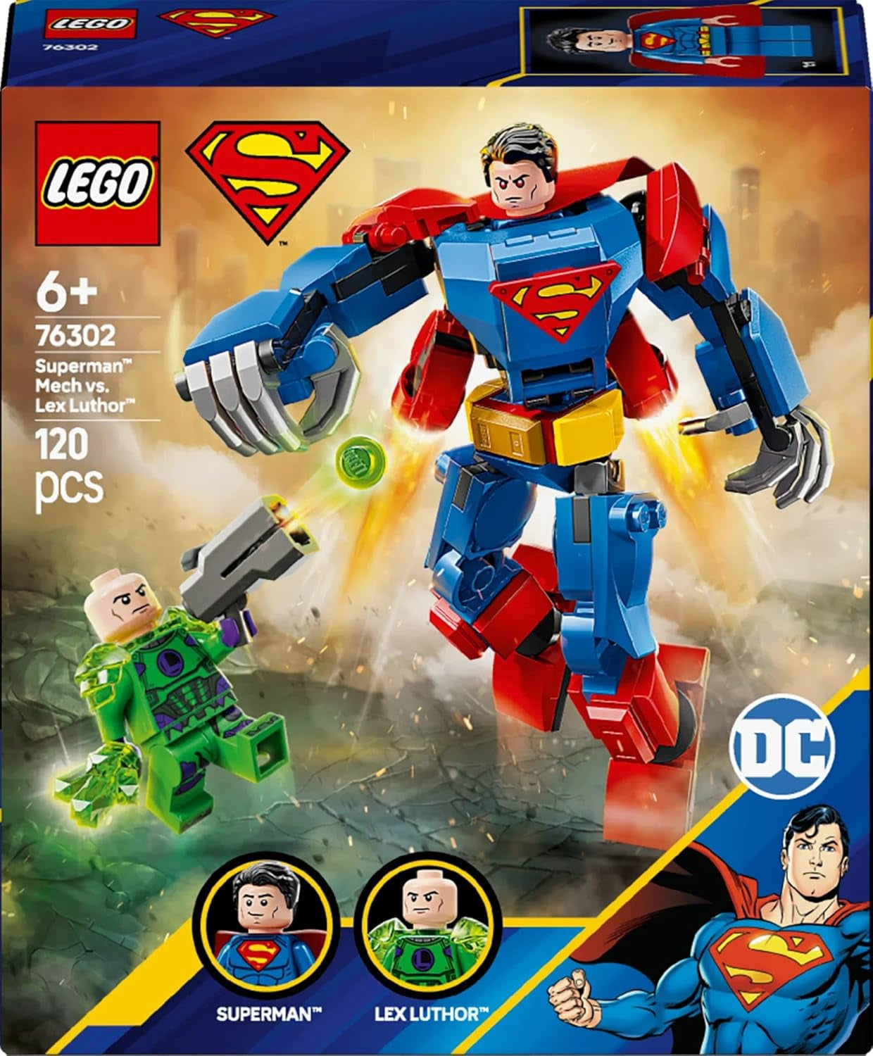 LEGO DC Superman Mecha versus. Lex Luthor - Superheldenspeelgoed met 2 minifiguren - Bouwbaar actiefiguur met beweegbare armen, benen en vingers - Cadeau voor jongens en meisjes vanaf 6 jaar 76302 Bouwsets Besuchen in LEGO-Store