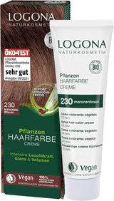 LOGONA Natural Cosmetics Plantaardige Haarkleurcrème 240 Nougat Bruin, Natuurlijke kleurstof voor bruin haar met henna, kleurcrème voor bruintinten, kleuring voor donker haar, 150ml Haarverf Naty Shop 230 kastanjebruin [tec]