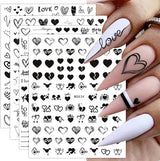 8 Blatt Nagelsticker Valentinstag Nagelaufkleber Selbstklebend Liebhaber Des Schwarzen Herzens Nail Art Sticker Decoratie Nageldesign Zubehör