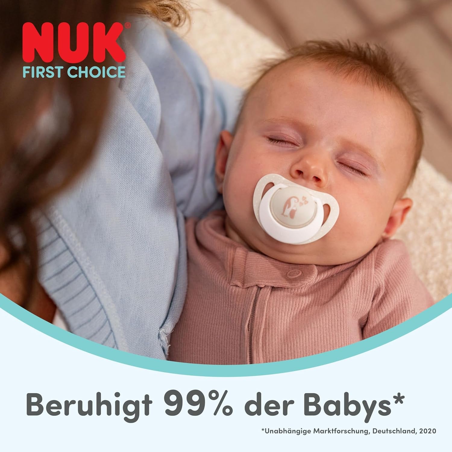 NUK First Choice Nachtfopspeen voor baby's | 6-18 maanden | Orthodontische fopspenen die oplichten in het donker | Kalmeert 99% van de baby's** | Konijn/Schap | Pak 0-2