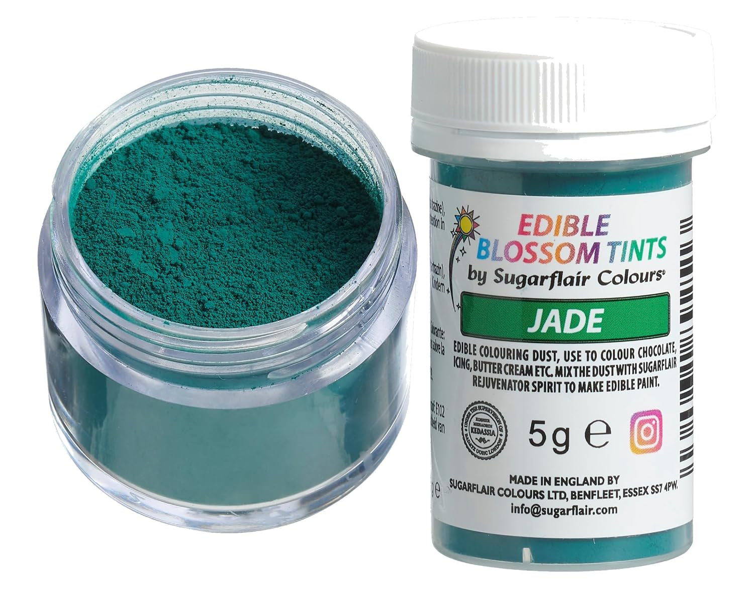 Sugarflair Blossom Tint Dust Jade Kleurstofpoeder - Kleurstofpoeder voor taartdecoratie, suikerpasta, fondant, glazuur, chocolade, botercrème, macarons en meer - 5G