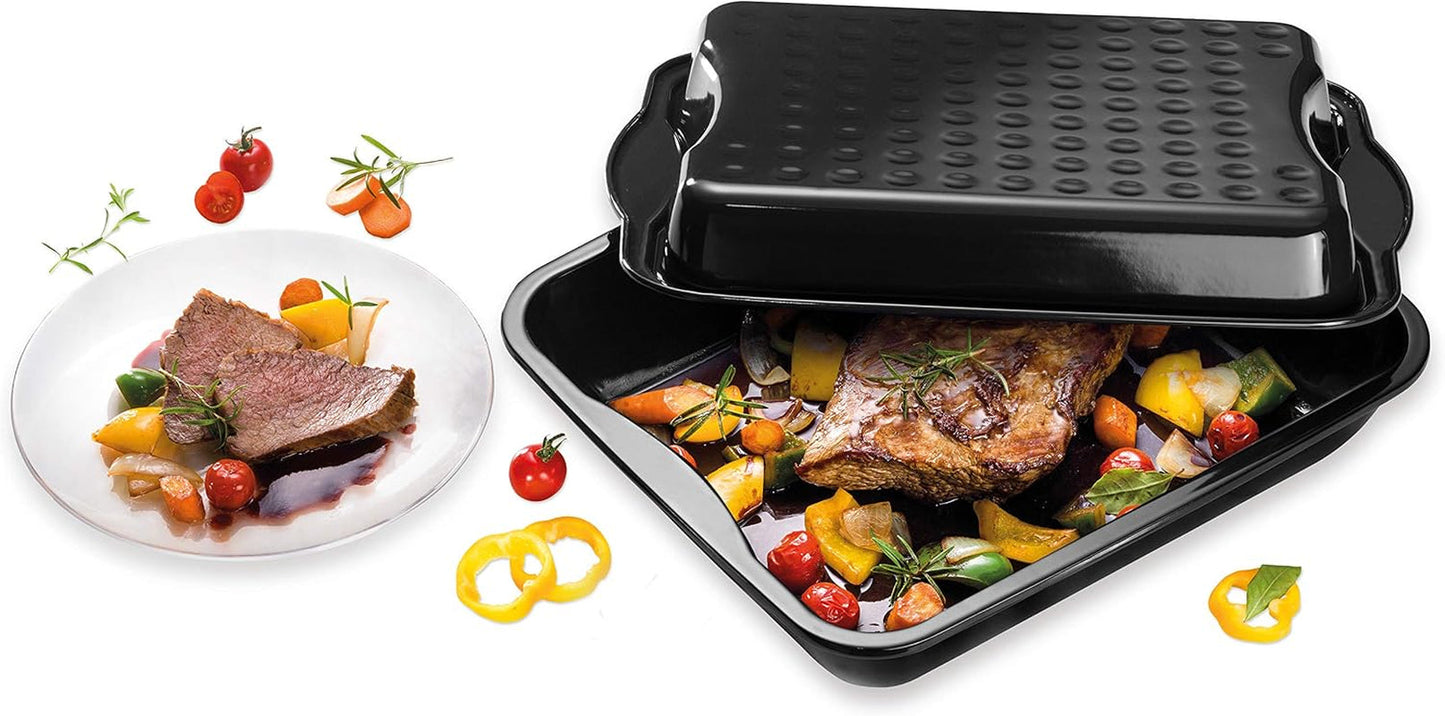 Dr. Oetker Maxi-Bräter Mit Deckel BACK-IDEE KREATIV, Brat- en Auflaufform Aus Hochwertigem Stahlblech Mit Emaillierung, Eckige Form, Schnitt- en Kratzfest - Spülmaschinengeeignet in Schwarz Vormen en bakplaten Naty Shop