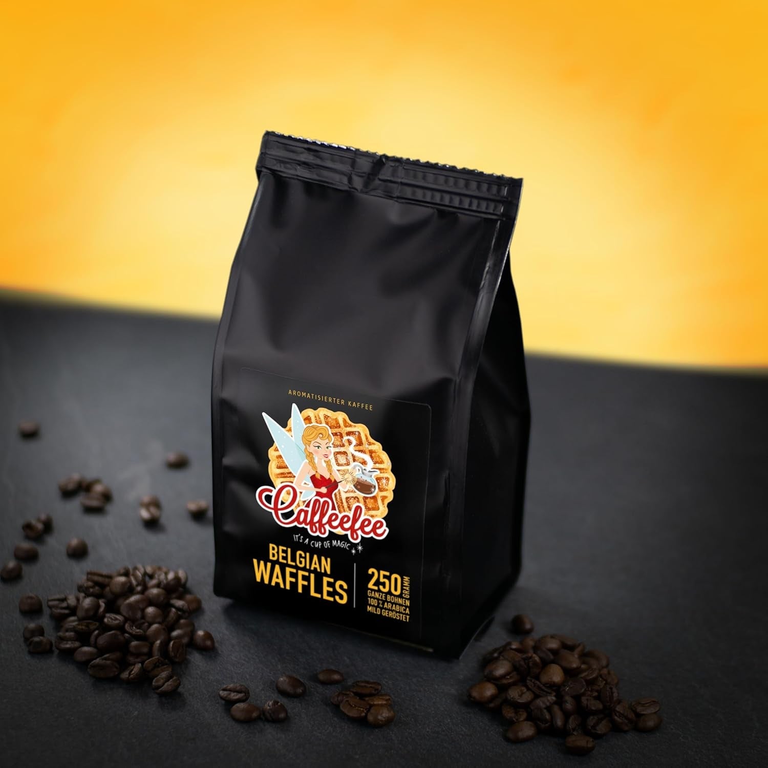 Caffeefee Belgische Wafels Bohnen, 250 g, aromatisierter Röstkaffee