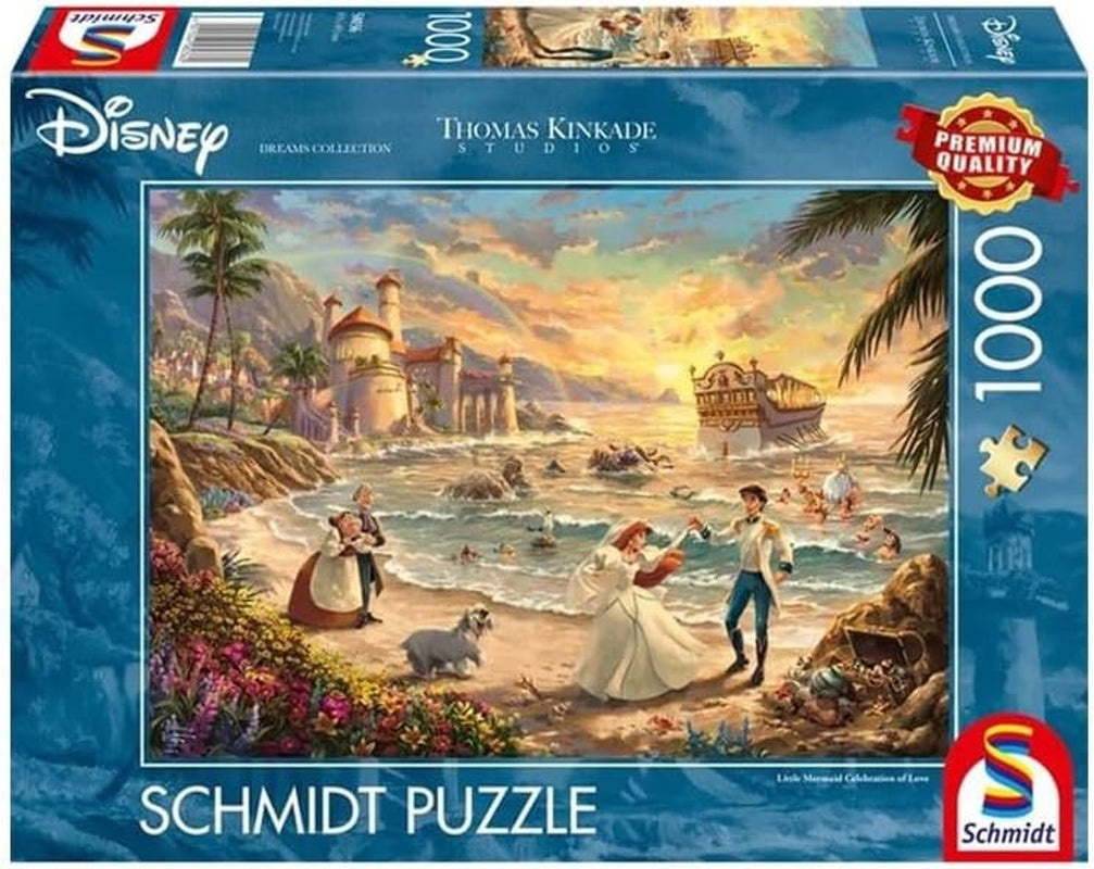 Schmidt Spiele 58036 Thomas Kinkade Disney De kleine zeemeermin Het feest van de liefde Legpuzzel van 1000 stukjes Naty Shop Standaardtitel