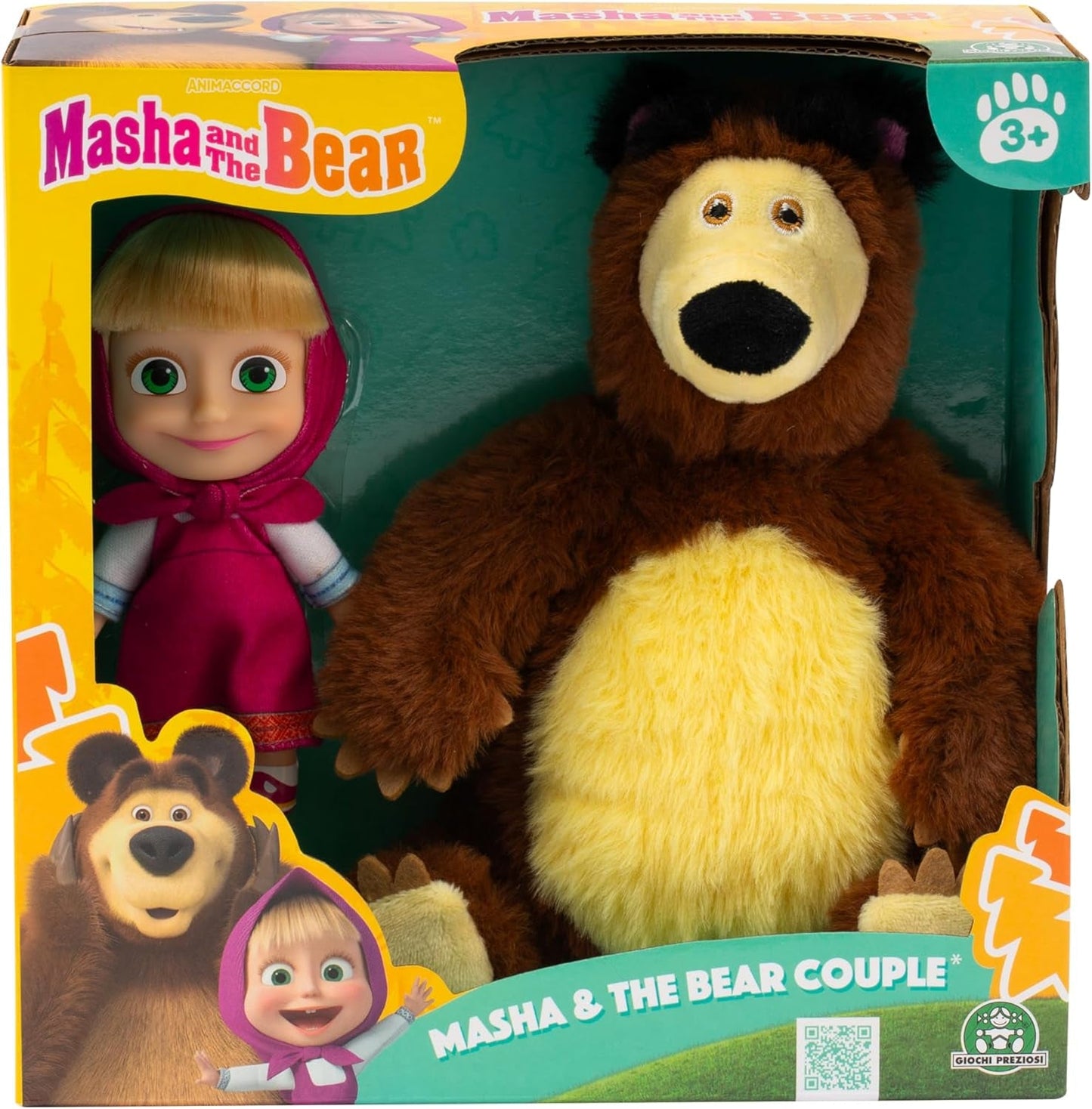 Masha en Michka Masha-pop van 12 cm en Bärka-knuffel van 20 cm voor kinderen vanaf 3 jaar MHA21