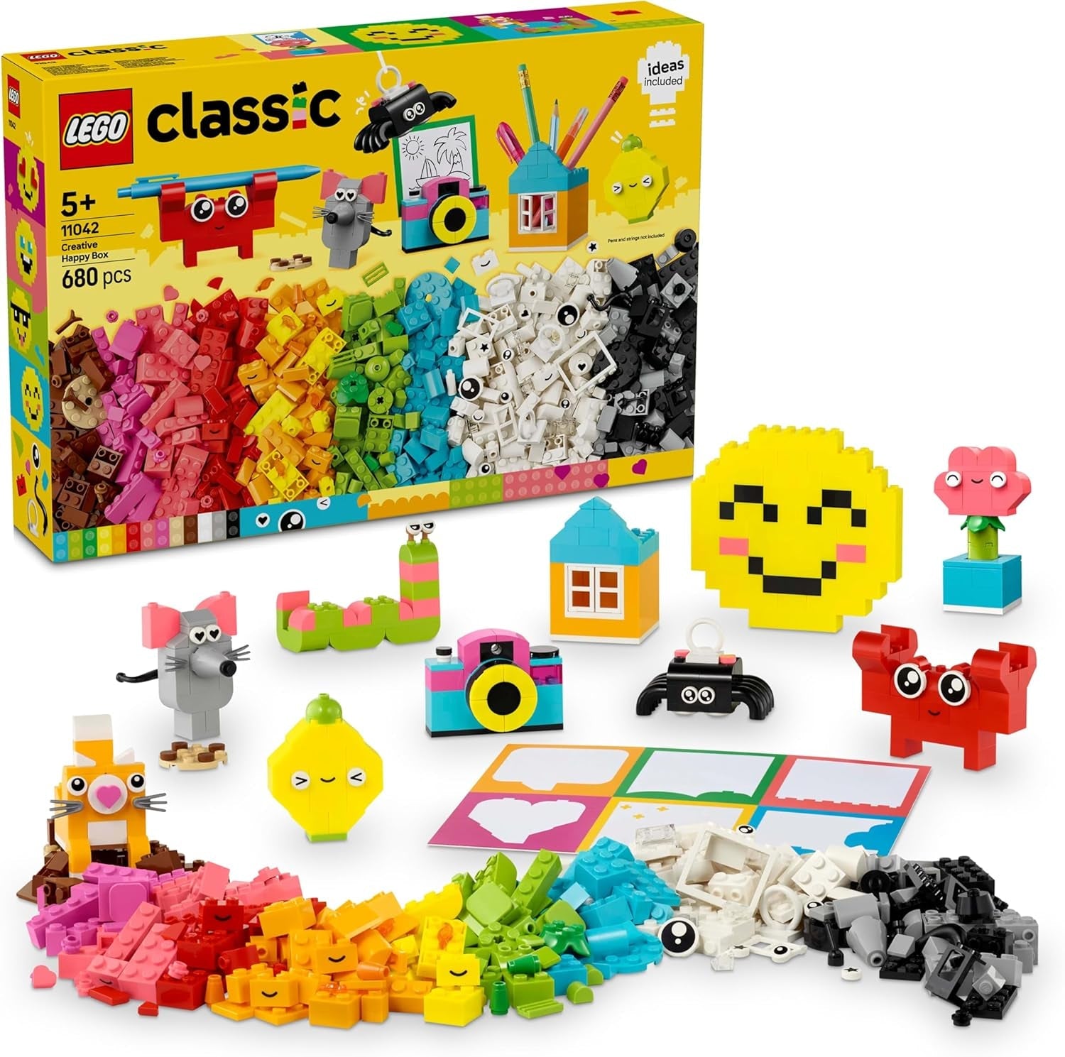 LEGO Classic Creative Fun Box, kleurrijke bouwstenen voor fantasierijk rollenspel, bouwset voor beginners, speelgoed voor meisjes en jongens vanaf 5 jaar, herbouwbare modellen 11042 Bouwsets Besuche den LEGO-Store Standaard titel