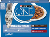 PURINA EEN | BIFENSIS | Voer voor gesteriliseerde volwassen katten | Ondersteunt de vitaliteit, botten, spieren en gewrichten van de kat | In saus | Zakjes met eend, sardines, rundvlees, versheid | 1 stuk (8 x 85 g)