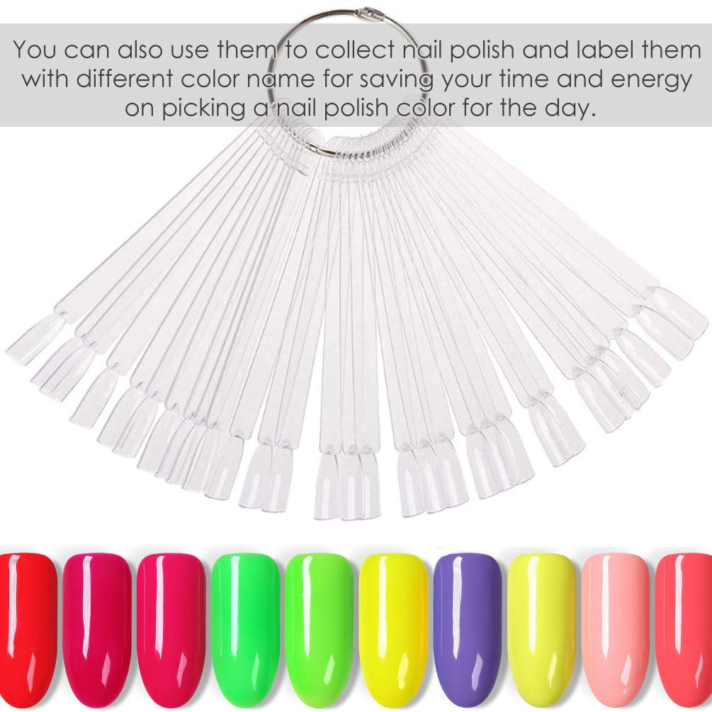 150 Stück Nail Art Tips Ring Stick, transparant Farbe Karte Platten Nagelleck Display Ring Sticks, Nagel Salon Übungen Display Nail Tips