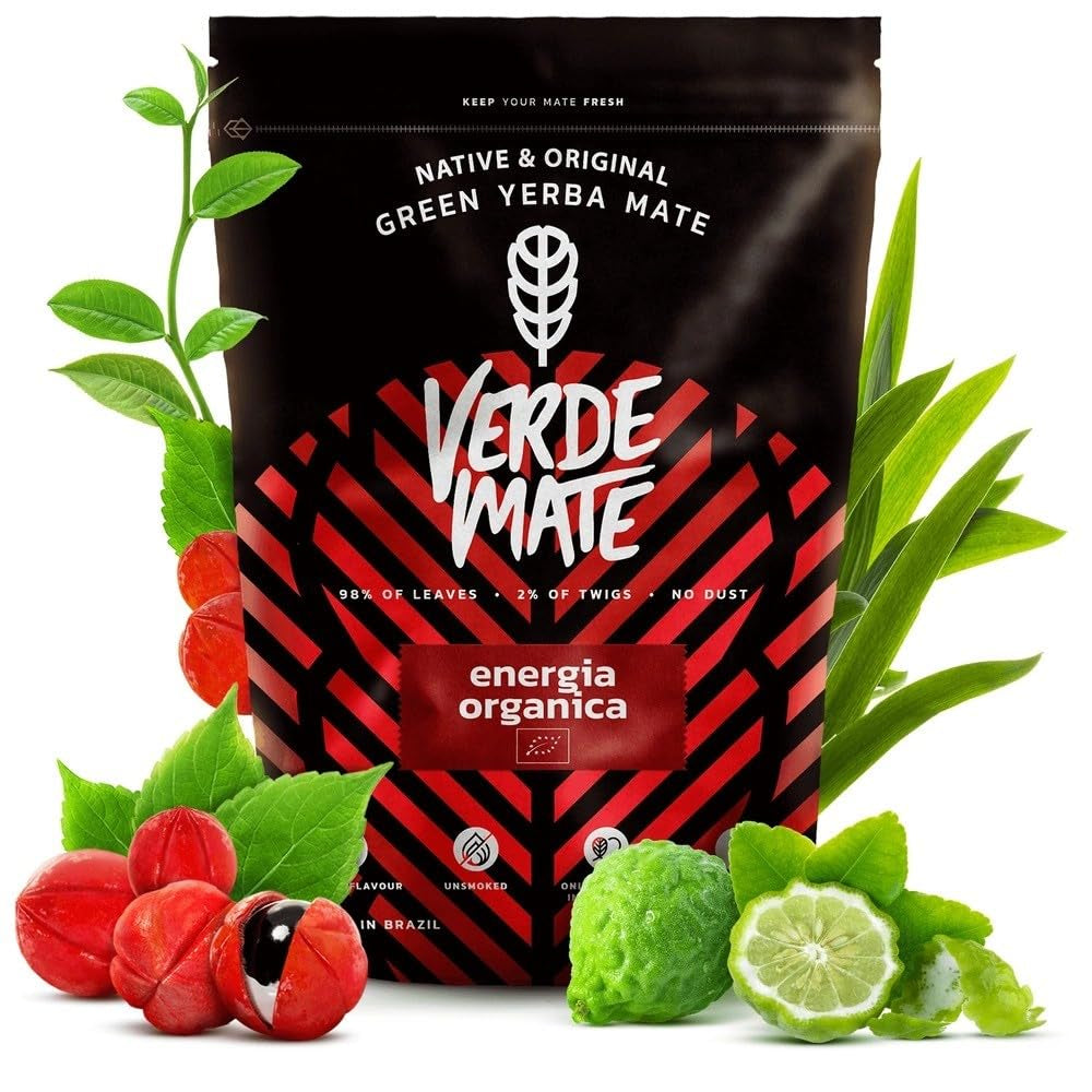 Green Mate Green Orgánica Energie Guarana 500G | Biologische Yerba Mate Thee uit Brazilië | Natuurlijk cafeïnegehalte | Biologische Mate-thee