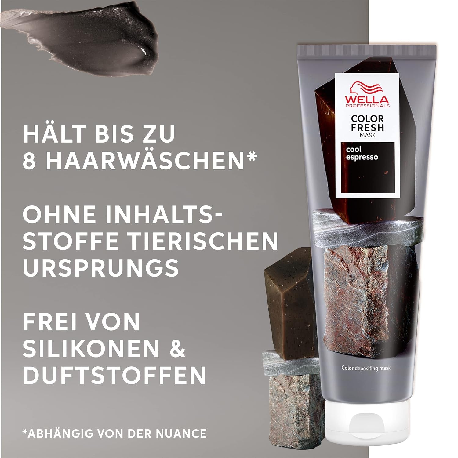 Wella Professionals Color Fresh Mask Cool Espresso - behandeling voor het revitaliseren en veranderen van de haarkleur - voedende tint met avocado-olie - voor zwart en zwart haar - 150 ml Naty Shop Haarmasker