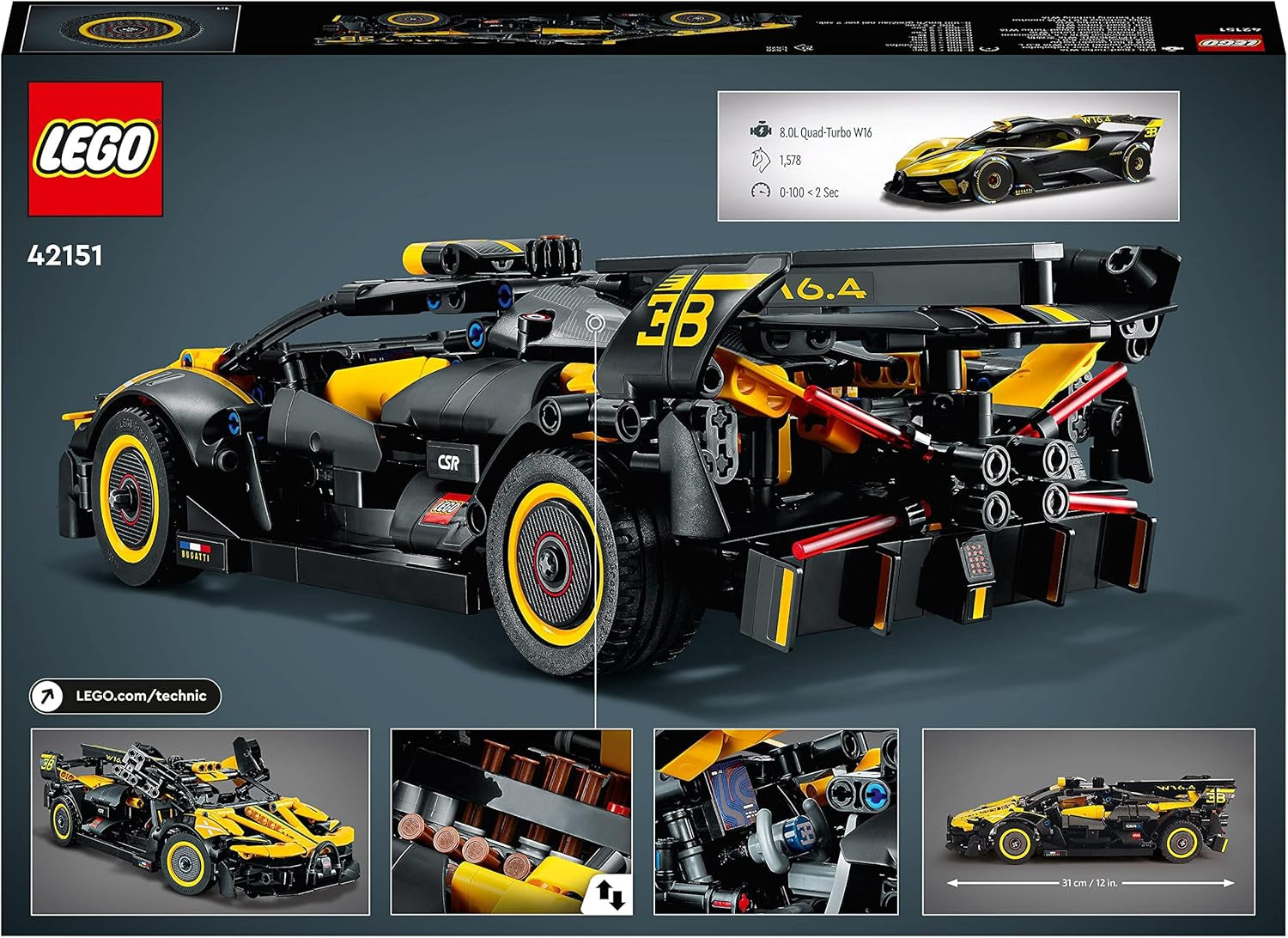 LEGO Technic Bugatti Raceauto, Automodelbouwset, Sportwagenspeelgoed, Iconische verzamelautoset, Bouwspeelgoed vanaf 9 jaar 42151 Bouwsets Bekijk de LEGO-Store