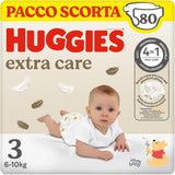 Huggies Extra Care luiers, maat 3 (6-10 kg), 2 pakken van 40 luiers