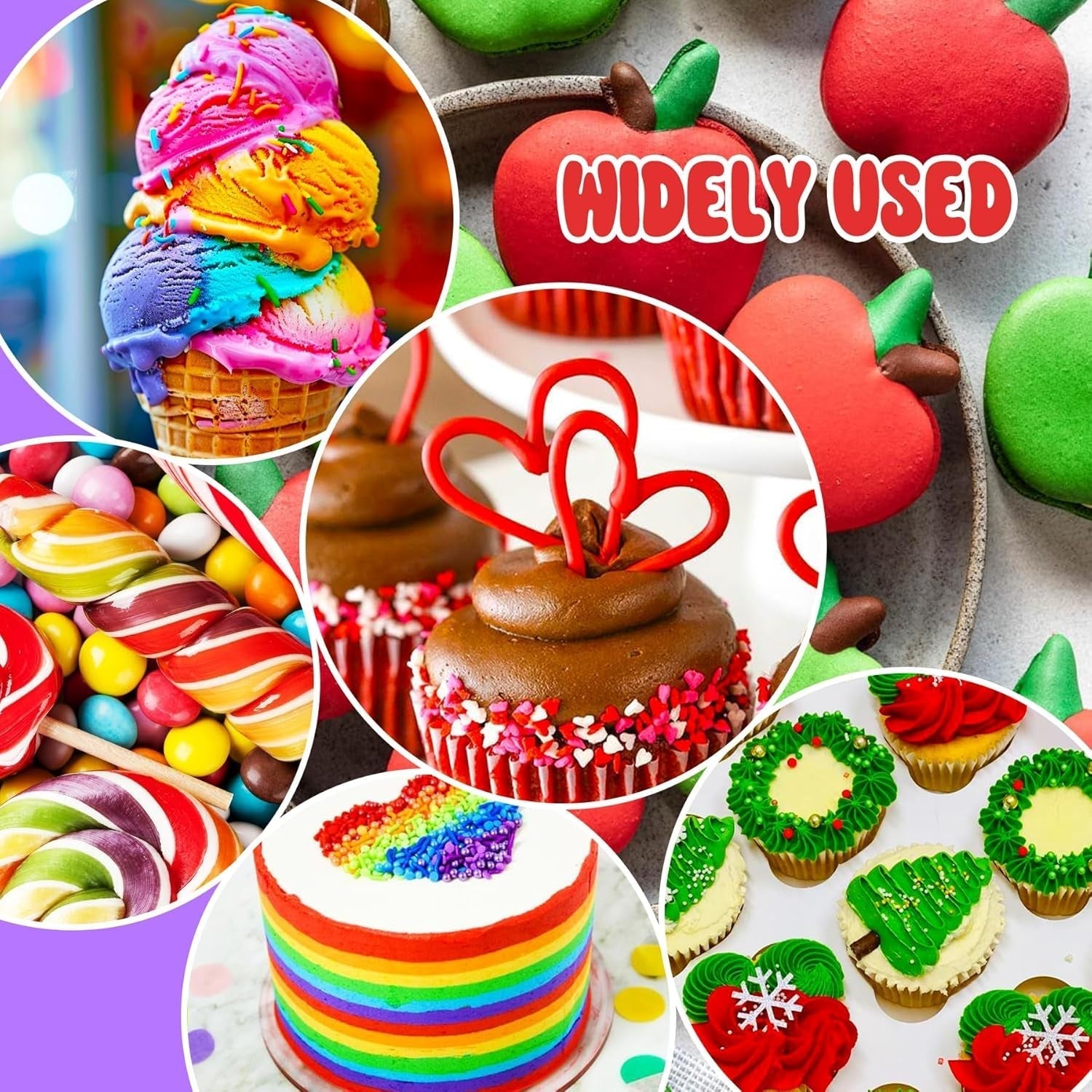Gelvoedselkleuring - Regenboogkleurstof voor taarten, bakken, koekjes, bitterkoekjes - Geconcentreerde suikervrije kleurstof voor het versieren van taarten, drankjes, paaseieren, slijm - elk 15 g