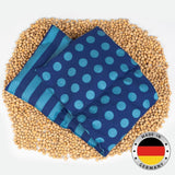 Kersensteenkussen Magnetron- en ovenbestendig - Blauw met strepen en stippen I Handgemaakt I Gemaakt in Duitsland I Ca. 20 X 60Cm I Oeko-Tex katoen I Nekkussen Cervicale orthopedische kussens Naty Shop