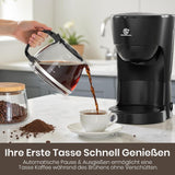 Filterkoffiezetapparaat van 1,25 liter voor 10 kopjes filterkoffie, vaatwasmachinebestendige glazen karaf, thermoskan, antidruppelsysteem, automatische uitschakeling, 600 W, waterloze kookbeveiliging voor thuis en op kantoor