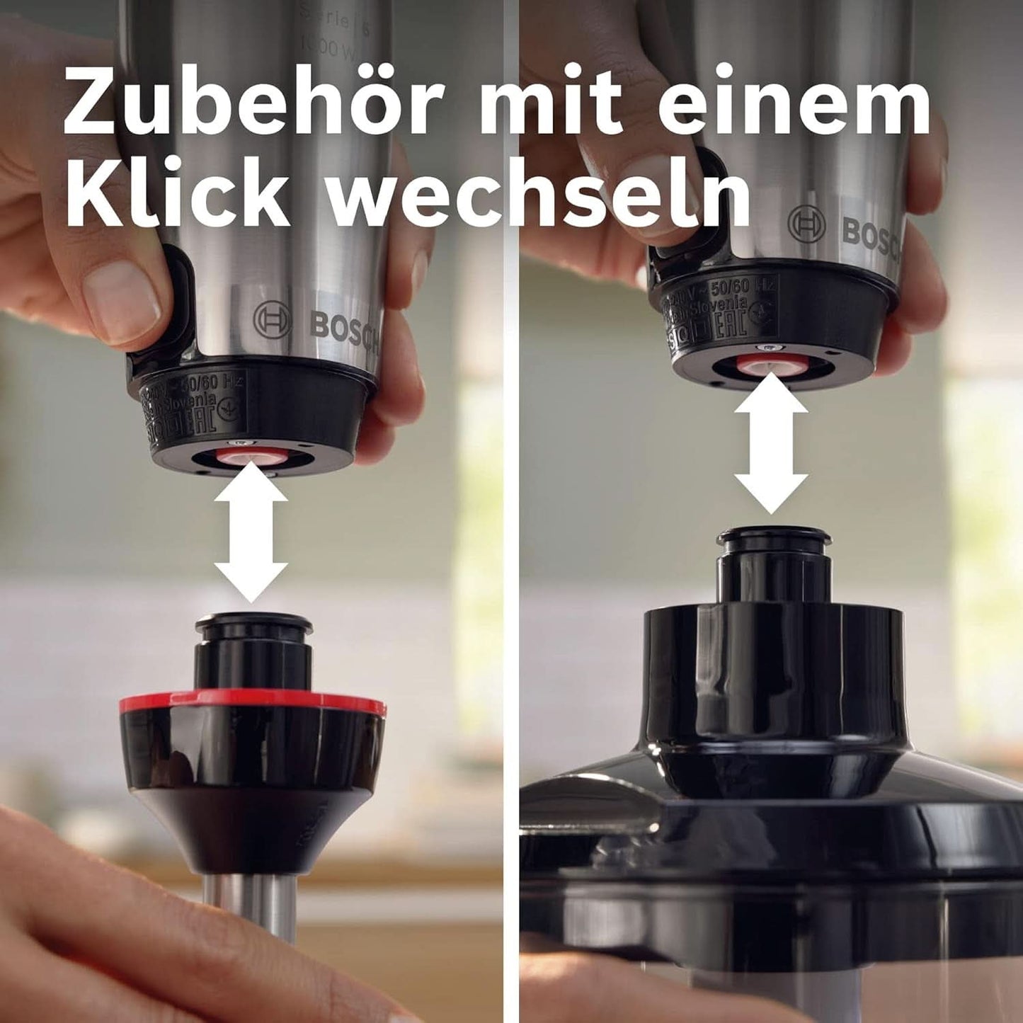 Bosch Stabmixer Ergomaster Serie 6 MSM6M673, 10 Jahre Motorgarantie, Edelstahl-Klingen, Verschleißfreie Keramik-Kupplung, Luftkühlung, Zerkleinerer, Kartoffelstampfer, Schneebesen, 1000 W Keuken Naty Shop