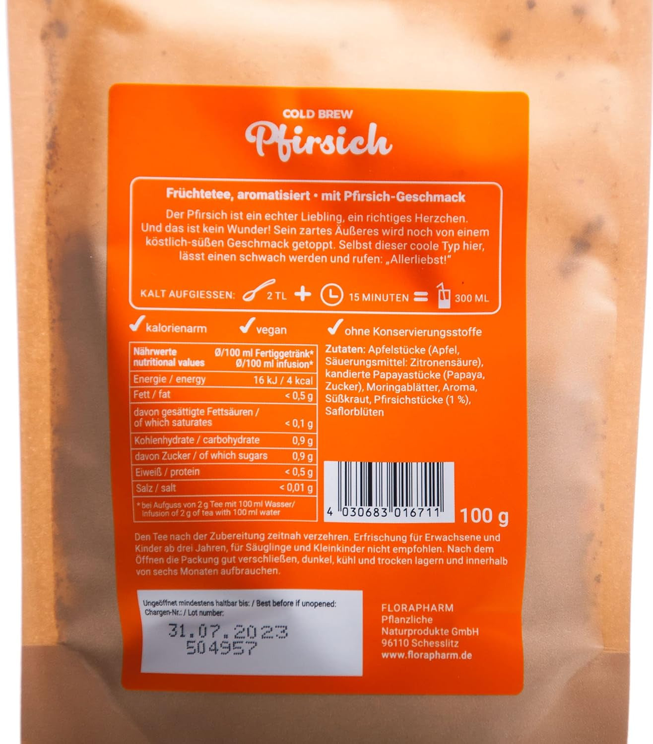 Vruchtenthee Cold Brew "Perzik" Koude infusie - 100 g