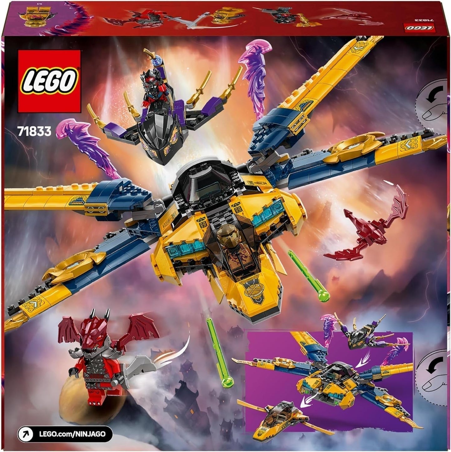 Ras en Arin's LEGO NINJAGO Super Storm Flyer - Speelgoed met drone, schieters, messen en motoren - Incl. 3 Ninja rollenspel-minifiguren - bouwset voor jongens en meisjes vanaf 8 jaar 71833 Bouwsets Besuche in LEGO-Store