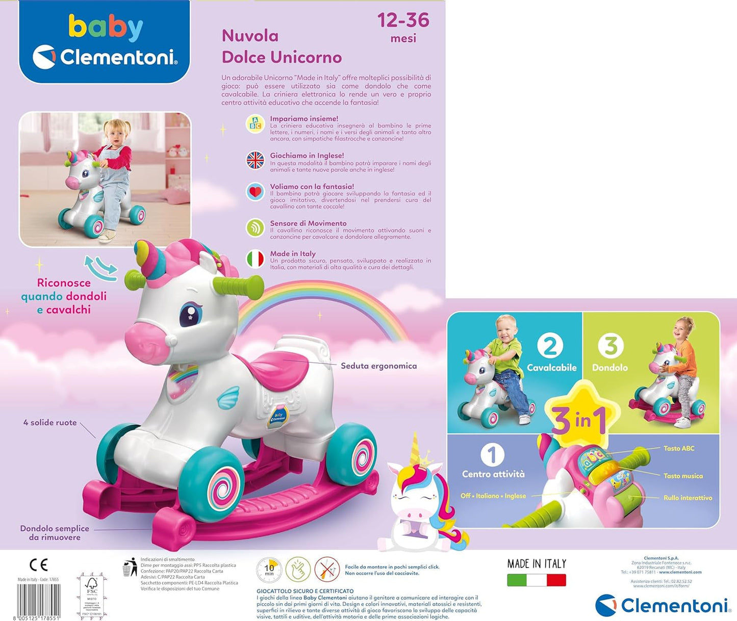 Clementoni 17855 Dieren eerste stapjes, veelkleurig Speelgoed Bebe Naty Shop