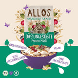 Allos ongezoete eiwitmuesli | Biologische Muesli | Havermout | Ontbijtgranen | Veganistisch (5 x 450 g), 1 stuk (pak van 5)