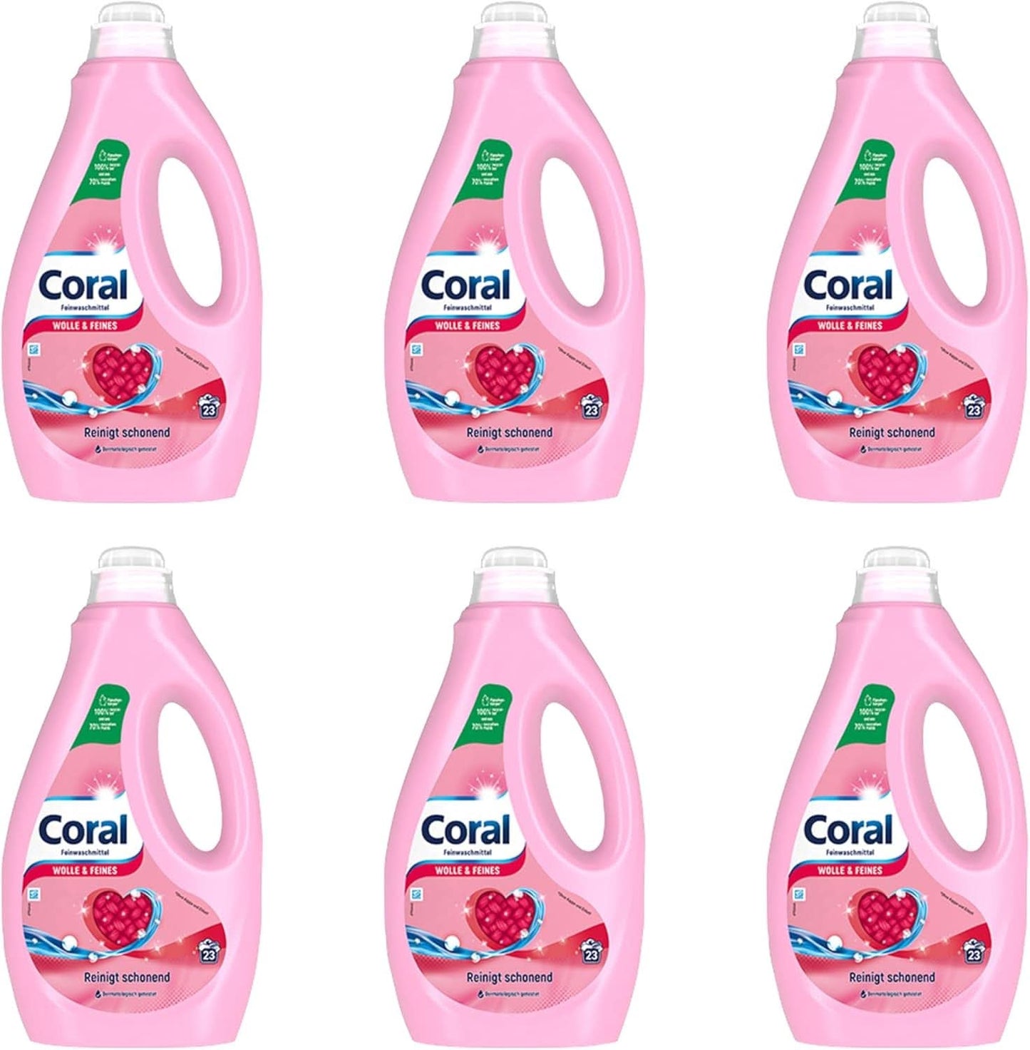 Coral delicaat vloeibaar wasmiddel voor wol en delicate was, 23 wasbeurten, 1,15 liter Wasmiddelen Naty Shop Set 6 x 1,15 liter