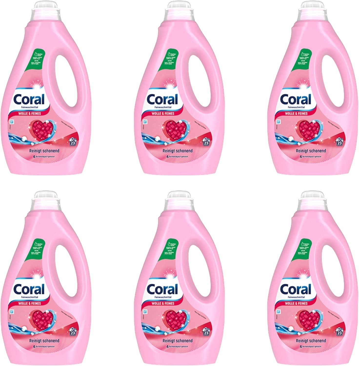 Coral delicaat vloeibaar wasmiddel voor wol en delicate was, 23 wasbeurten, 1,15 liter Wasmiddelen Naty Shop Set 6 x 1,15 liter