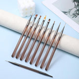 10 Stück Nailart Pinsel Set, Braun Nail Art Penselen Nailart Design Pinsel Nageldesign Pinselfür Gelnägelfür Heimwerker Maniküre Salon Zuhause Nailpinsel Set