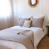Enjoy Home Deken, Beige, Naturel, Met 4 Jute Pompons, 90 X 190 Cm, 100% Katoen, Oeko-Tex Gecertificeerd, Panama Collectie Naty Shop Dekens en Quilts