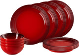 Le Creuset serviesset van steengoed, 12-delig, kersenrood, 79351000607081
