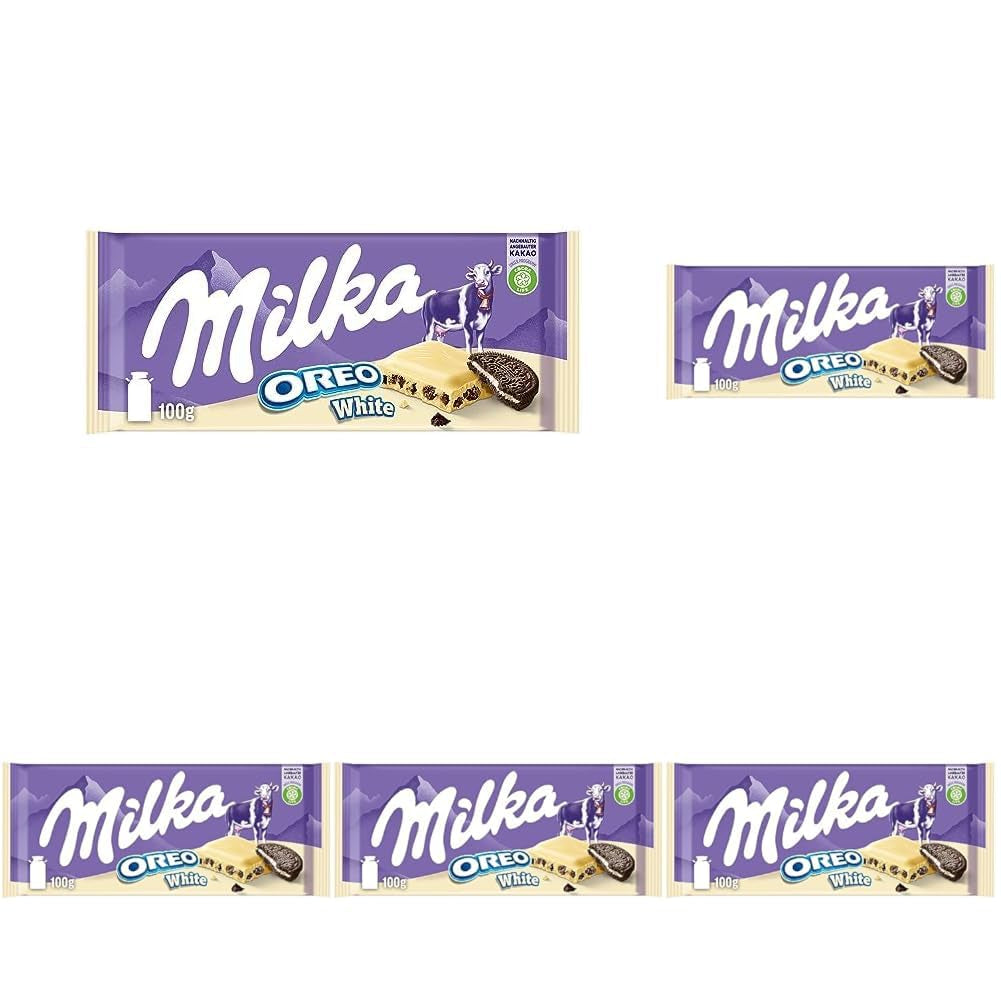 Milka Oreo Sandwich – Alpenmelkchocolade, gevuld met knapperige stukjes Oreo-koekjes en zachte vanillecrème – 92g