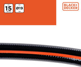 BLACK+DECKER Tuinslang 15 meter - Ø19MM - Duurzaam PVC - Tuin besproeien, auto wassen, zwembad vullen - Compatibel met elke standaard kraan - Zwart/Oranje