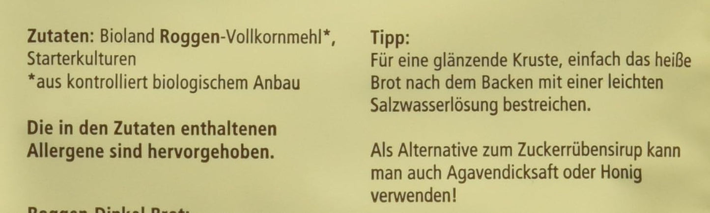 Lecker'S Bio Vollkorn Sauerteig (10 X 30 G) Mengsel voor bakken en koken Naty Shop