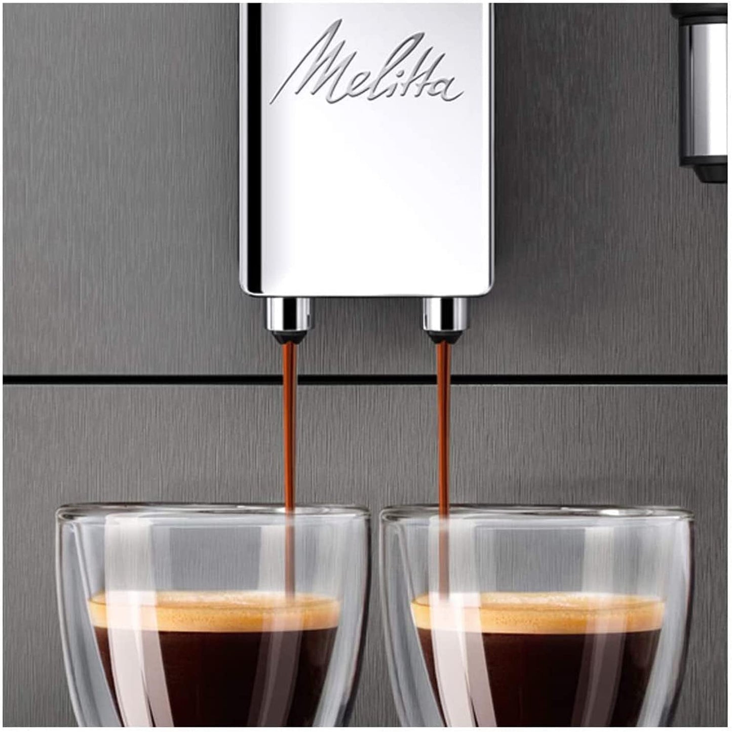Melitta Avanza - Volautomatische espressomachine met melksysteem, espressomachine met molen en extra groot waterreservoir (1,5 l) voor b.v. cappuccino of espresso, mystieke titan