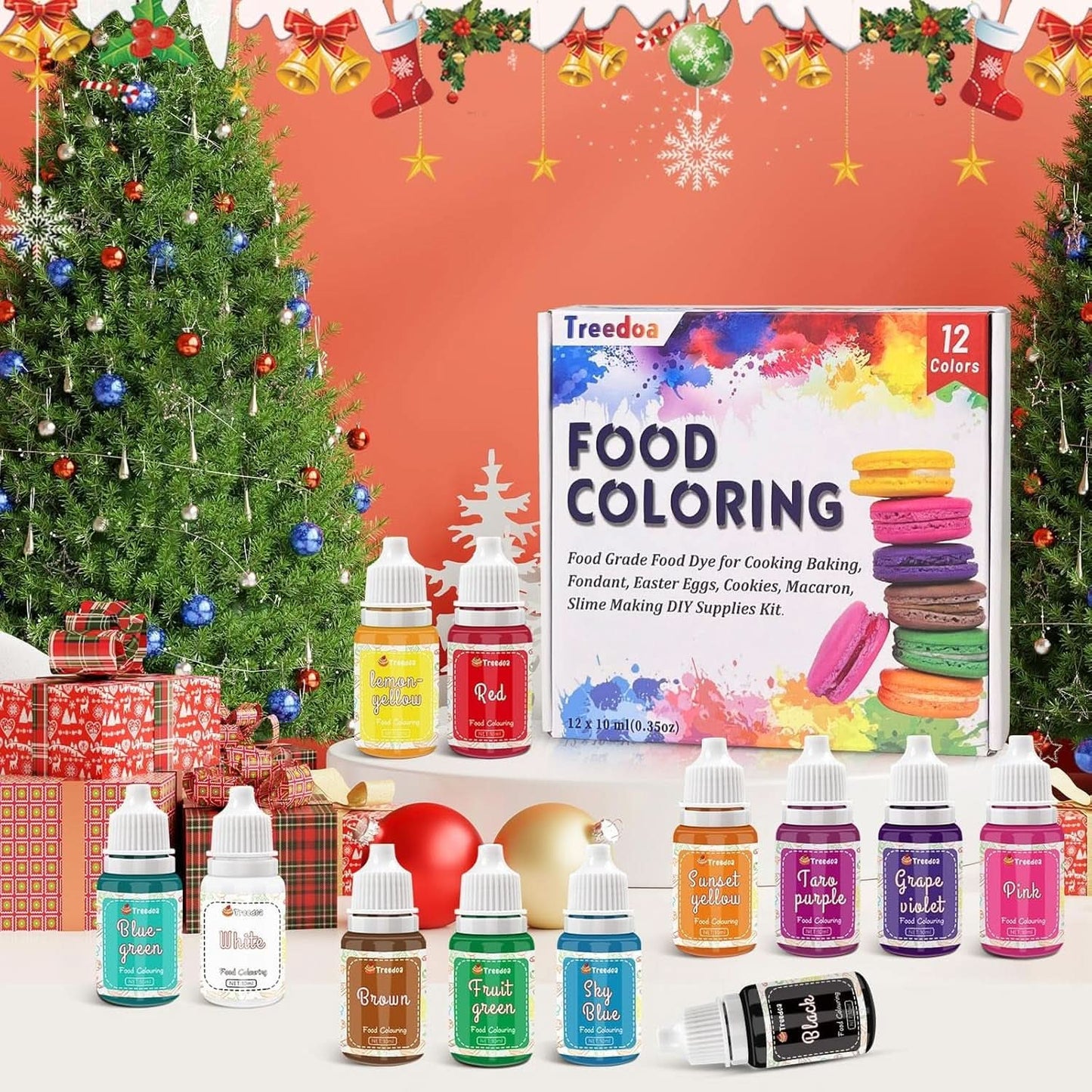 Set van 12 vloeibare kleurstoffen voor levensmiddelen, 10 ml Naty Shop