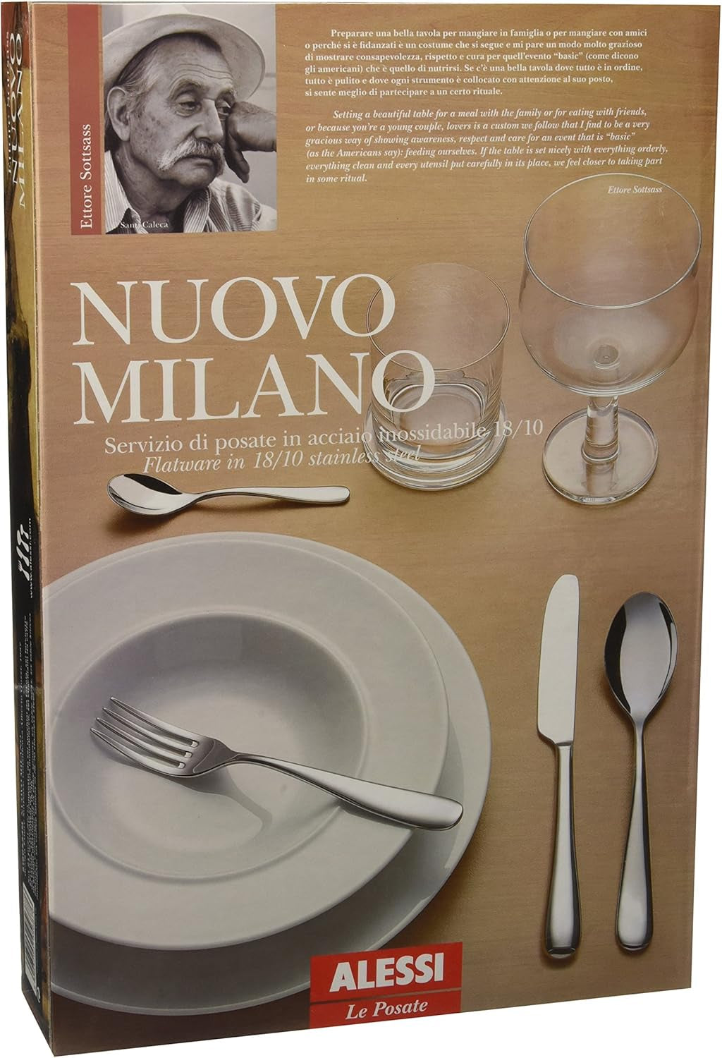 Alessi 5180S24M Nuovo Milano Monobloc bestekset 24-delig gepolijst roestvrij staal 18/10 keuken Naty Shop
