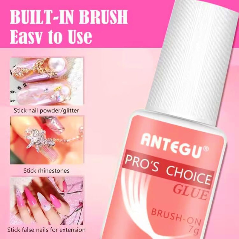 Extra sterke nagellijm - Inclusief penseel, 4 x 7 g nagelverlengingslijm, acryltiplijm en kunstnagellijm