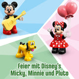 LEGO 10941 DUPLO Disney Mickey en Minnie verjaardagstrein, speelgoedtrein met taart en ballonnen, cadeau voor kinderen vanaf 2 jaar Bouwsets Besuche den LEGO-Store