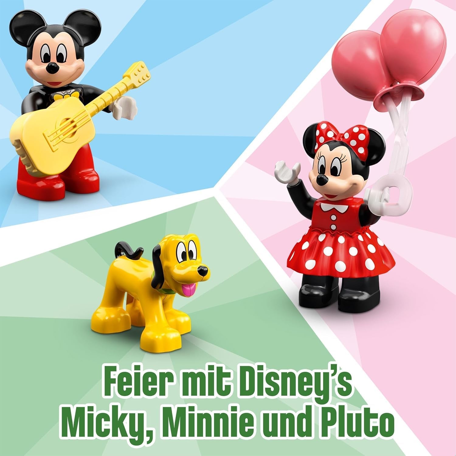 LEGO 10941 DUPLO Disney Mickey en Minnie verjaardagstrein, speelgoedtrein met taart en ballonnen, cadeau voor kinderen vanaf 2 jaar Bouwsets Besuche den LEGO-Store