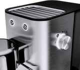 WMF Lumero espressomachine, portafilter, 1400 watt, portafilter, 3 inzetstukken, voor 1-2 espressokopjes, inclusief voor capsules, 15 bar, bekerhouder, melkopschuimer, mat roestvrij staal