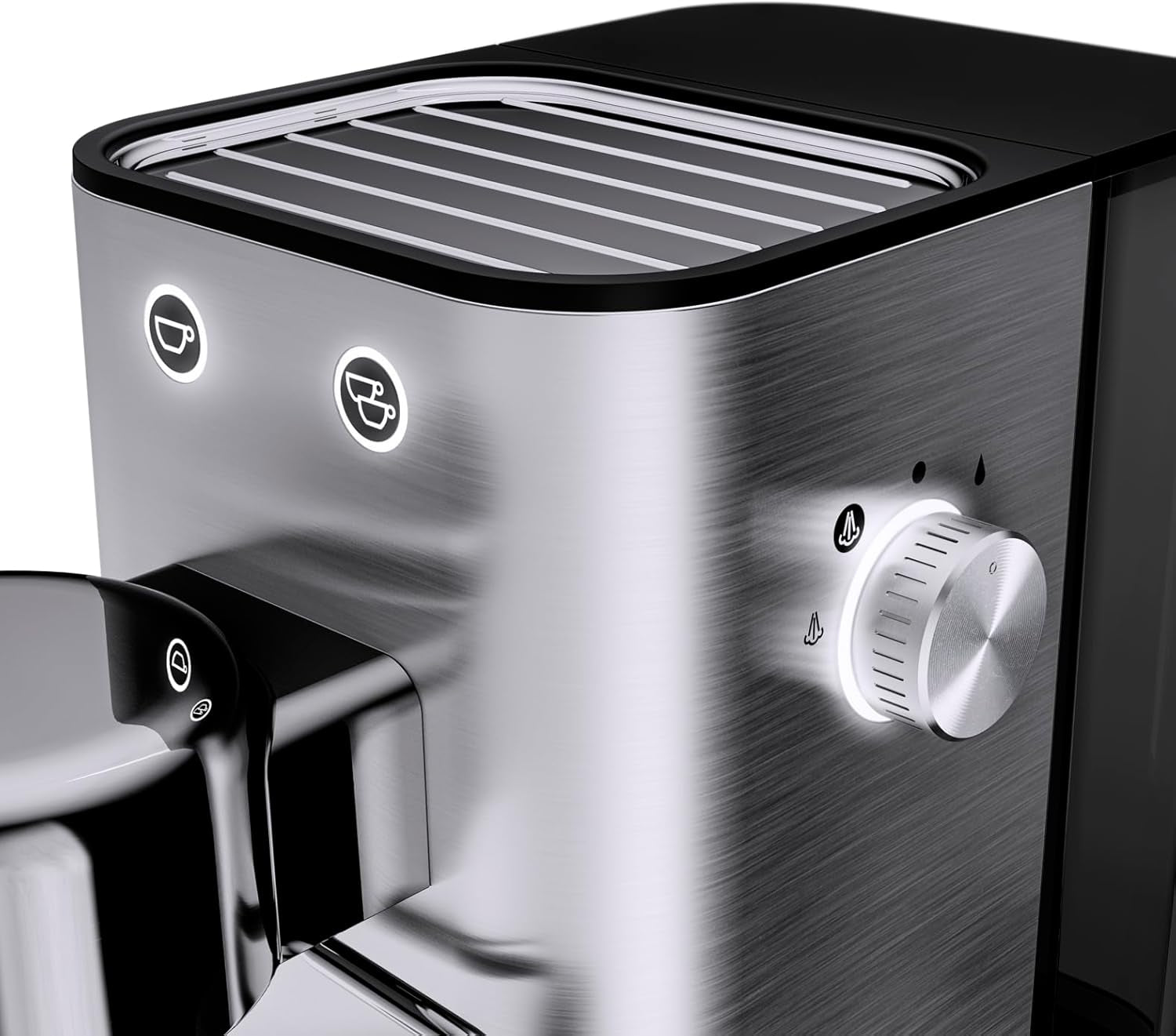 WMF Lumero espressomachine, portafilter, 1400 watt, portafilter, 3 inzetstukken, voor 1-2 espressokopjes, inclusief voor capsules, 15 bar, bekerhouder, melkopschuimer, mat roestvrij staal