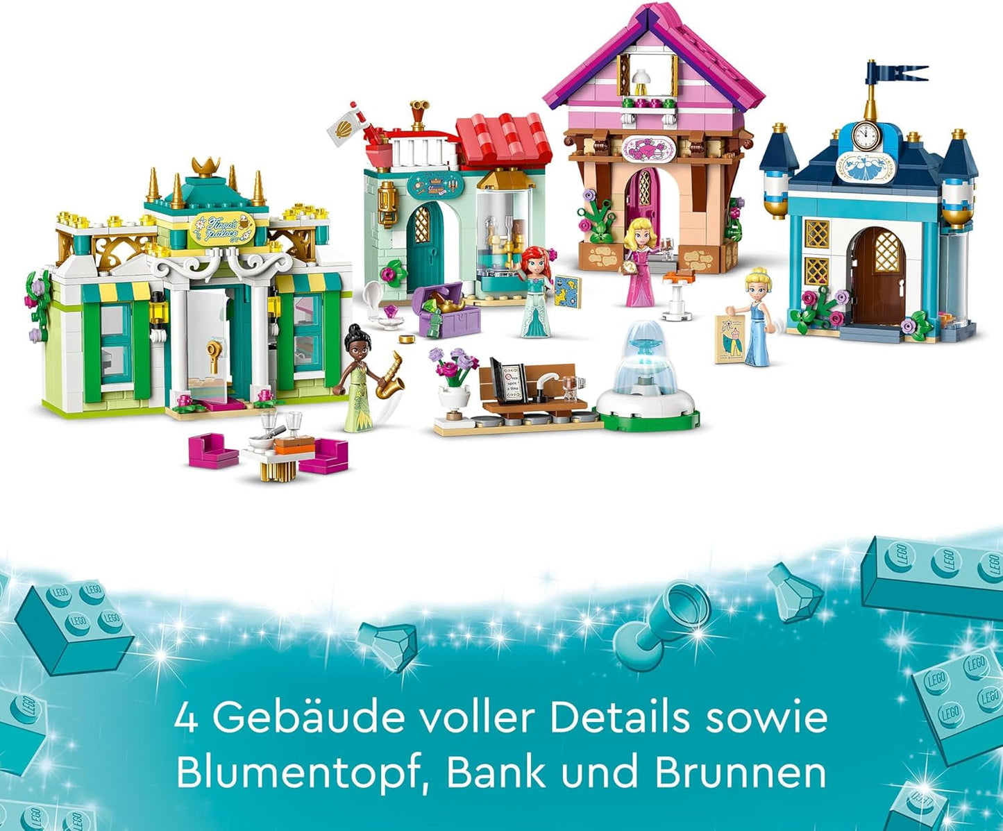 LEGO Disney Princess: Disney Princess Avonturenmarkt, speelgoedhuis met 4 poppen waaronder Assepoester en Ariël, speelset met schatkaart, cadeau voor meisjes en jongens vanaf 6 jaar 43246 Bouwsets Besuche den LEGO-Store
