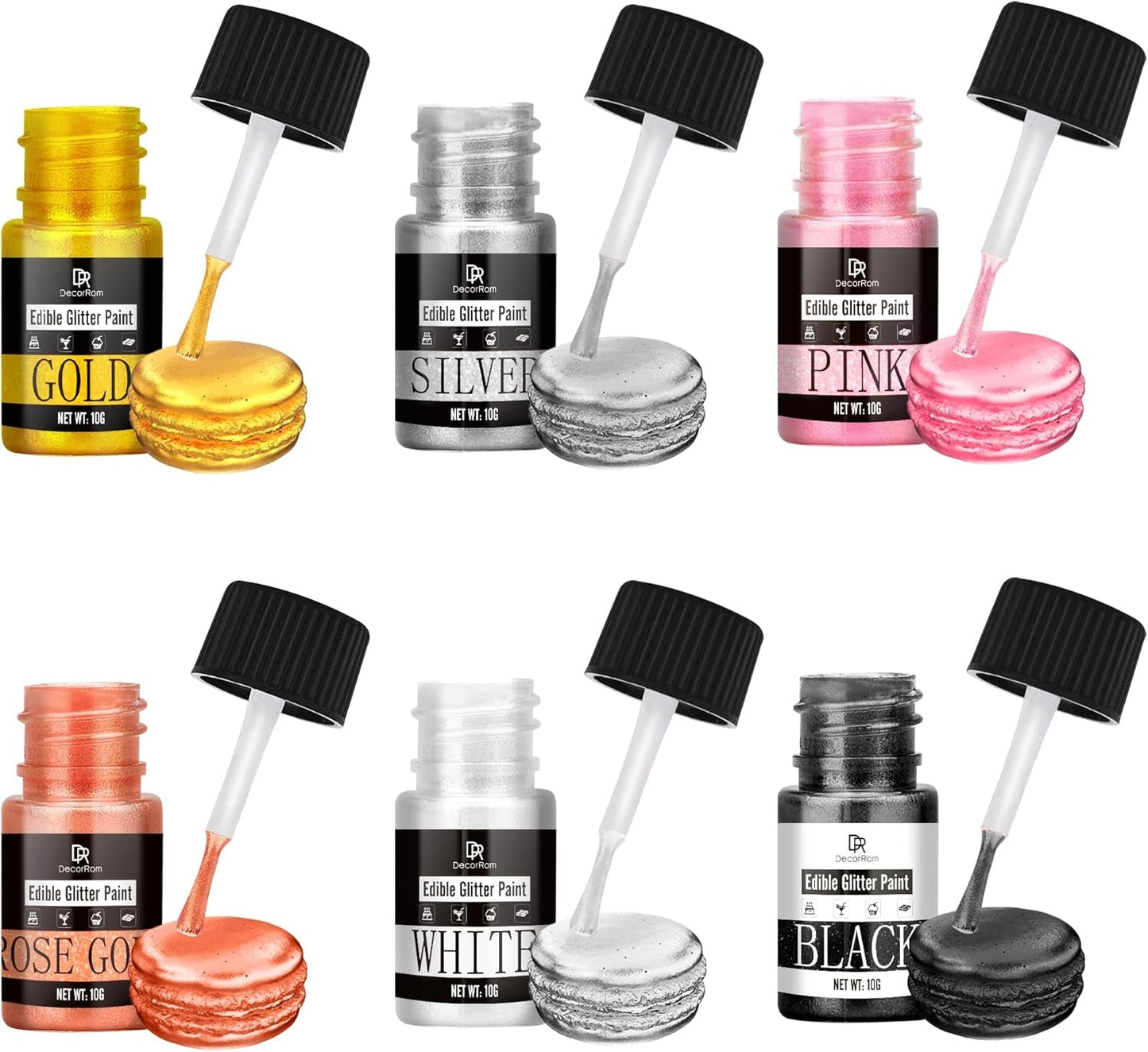 Eetbare vloeibare glitter - 6 kleuren metallic glitter kleurstof voor taartdecoratie, bakken, muffins - Eetbare vloeibare glitter metallic poeder voor doe-het-zelf koekjes, fondant, taarten