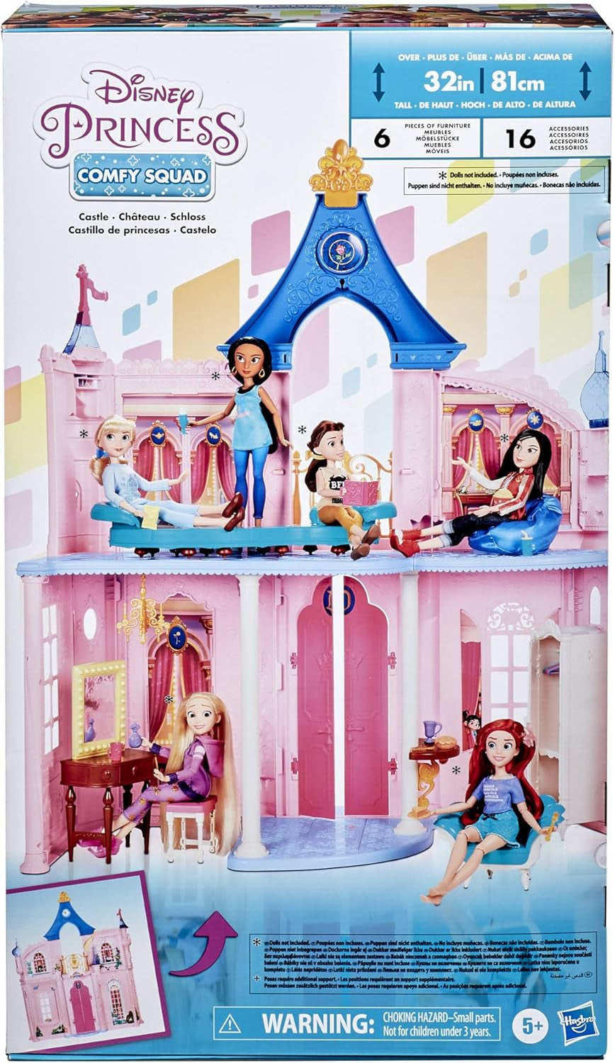 Disney Princess Castle Comfy Squad poppenhuis met 6 meubelstukken en 16 accessoires Speelgoed voor meisjes van 5 jaar Poppenhuizen Naty Shop